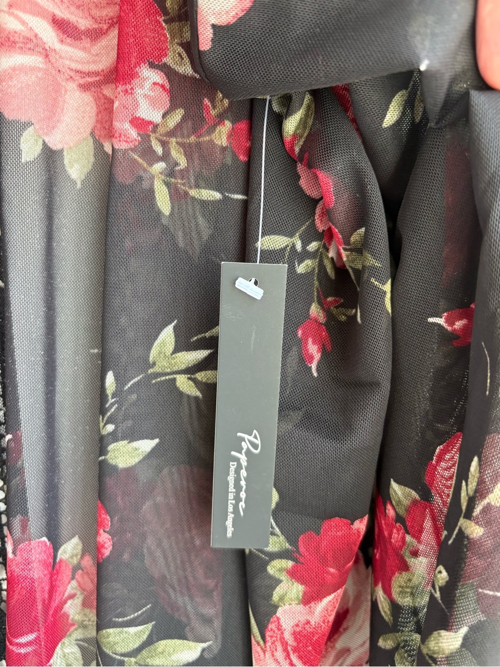 Paperoc Floral Mesh Kimono Cardigan Black Lace Size M NWT - Picture 4 of 10